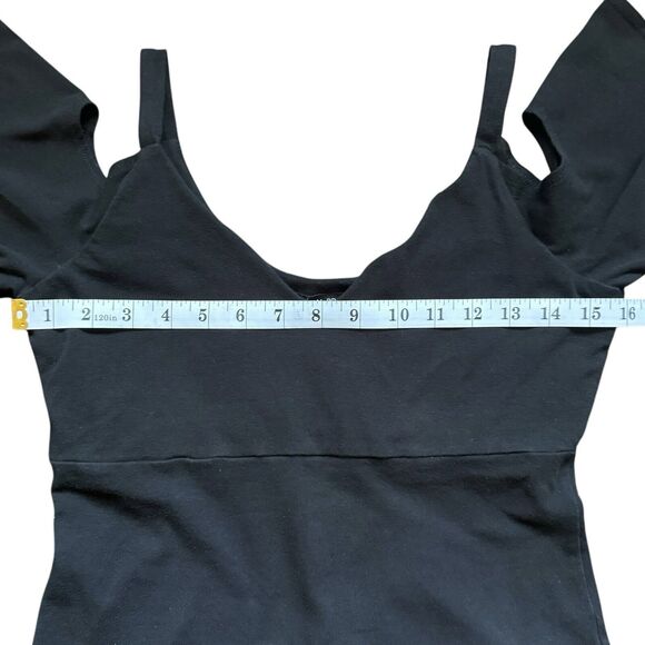 Boston Proper Cold Shoulder Tank Top Women's XS Black Flutter Sleeve Shelf Bra - Picture 5 of 8